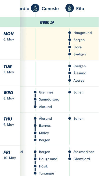 NCL mobile calendar page